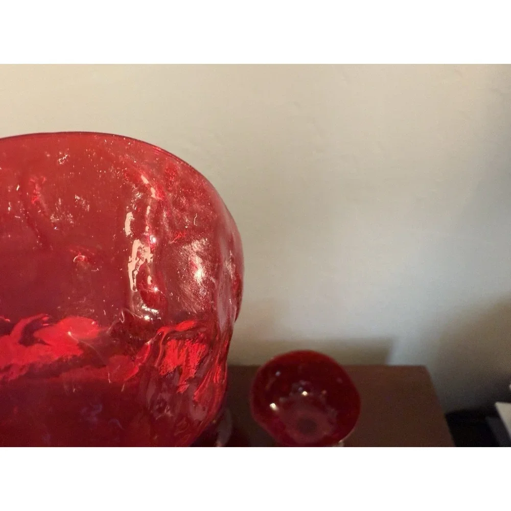 5 Morgantown Glass Vintage Crinkle Seneca Driftwood Ruby Red Sherbet Champagne